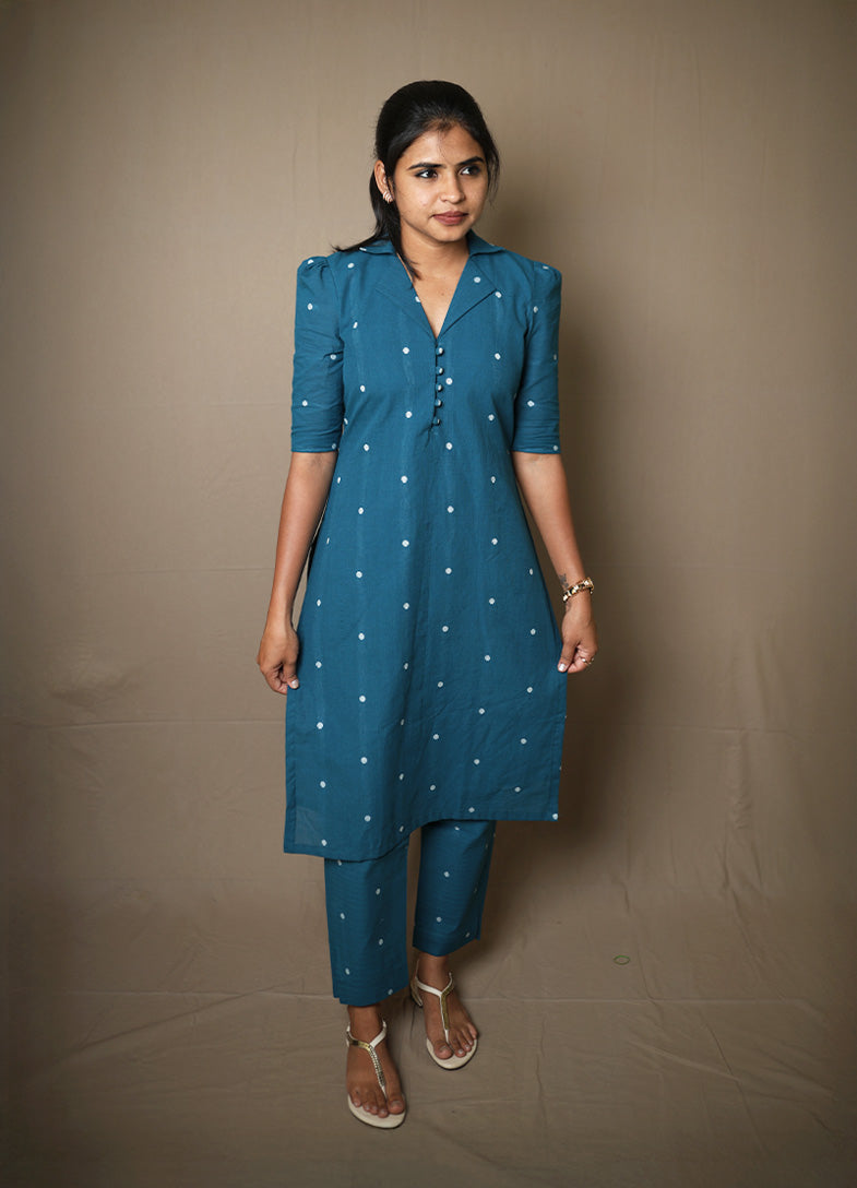 Teal Dot Cotton Co-ord