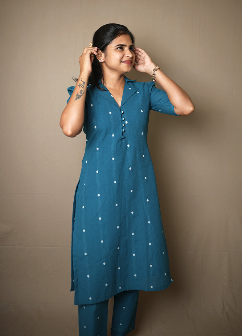 Teal Dot Cotton Co-ord