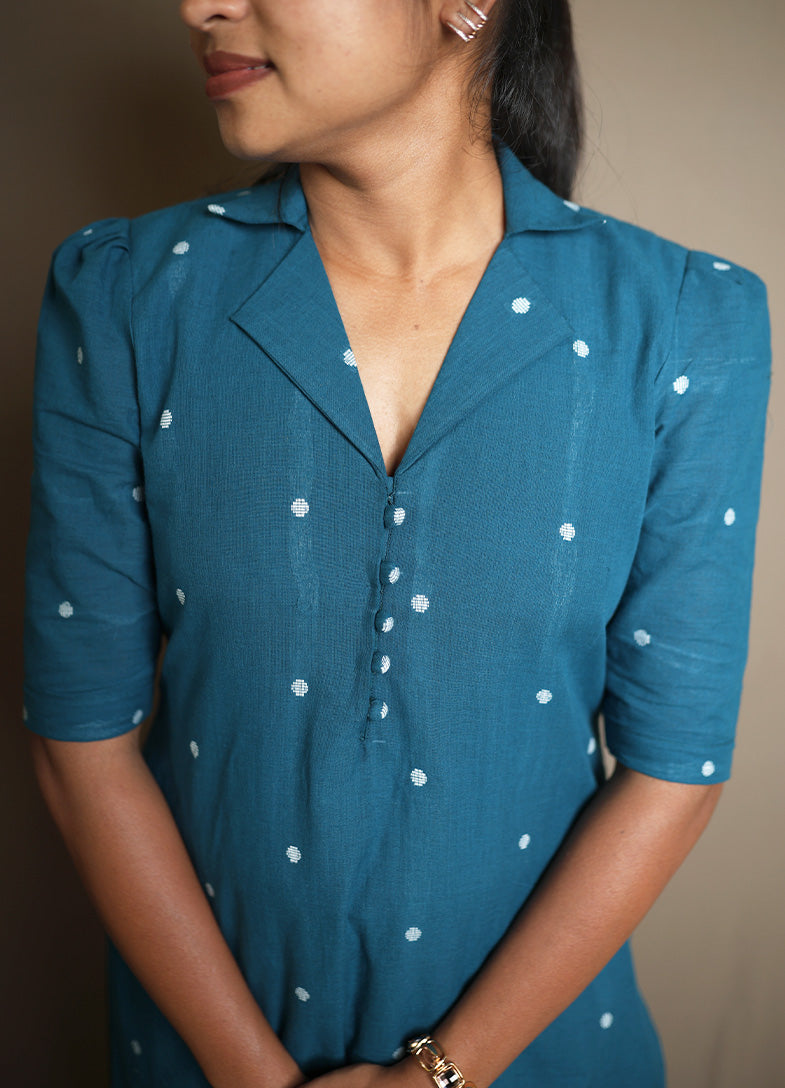 Teal Dot Cotton Co-ord