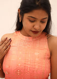 Coral Sunset Pure Banarasi Ombre Top