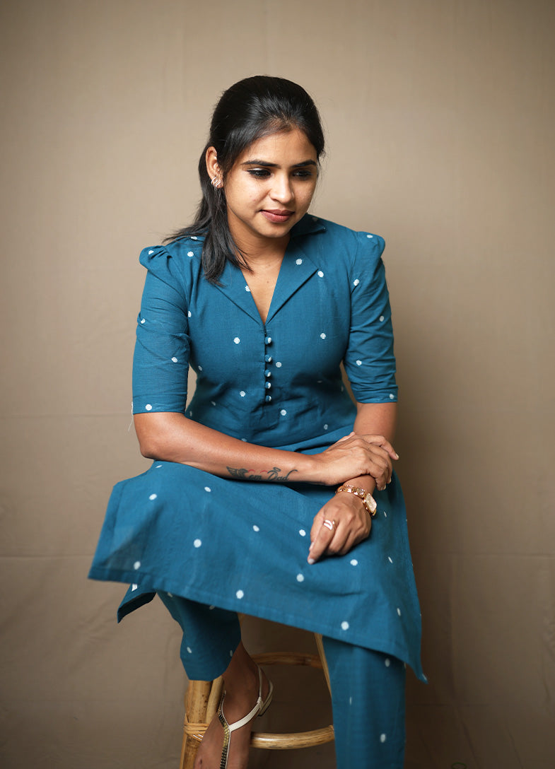 Teal Dot Cotton Co-ord